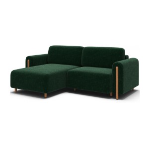 Canapé d’angle convertible ARVESSA vert émeraude chenille – Angle gauche 
