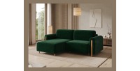 Canapé d’angle convertible ARVESSA vert émeraude chenille – Angle gauche 