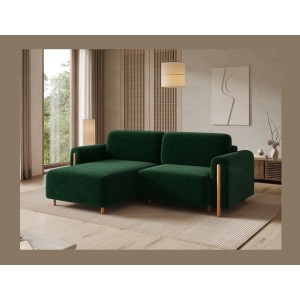 Canapé d’angle convertible ARVESSA vert émeraude chenille – Angle gauche 