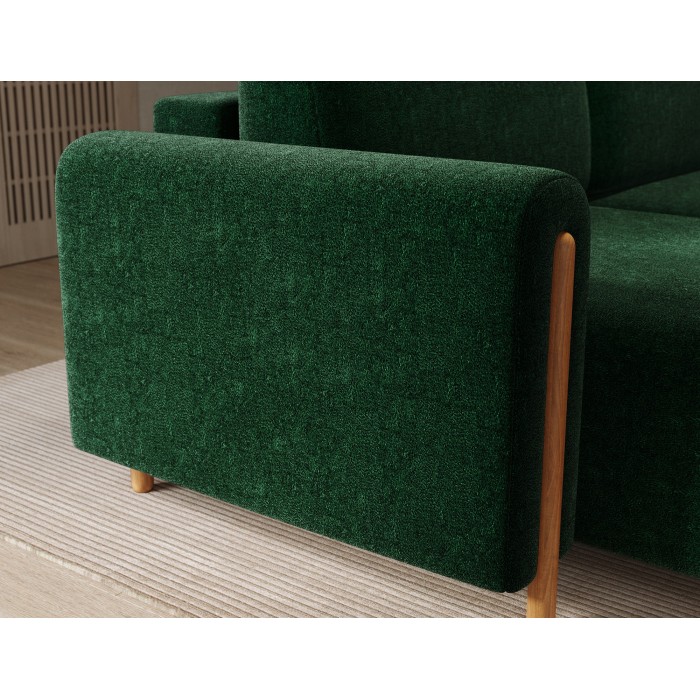 Canapé d’angle convertible ARVESSA vert émeraude chenille – Angle gauche 