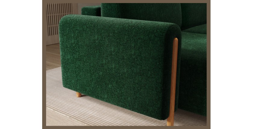 Canapé d’angle convertible ARVESSA vert émeraude chenille – Angle gauche 