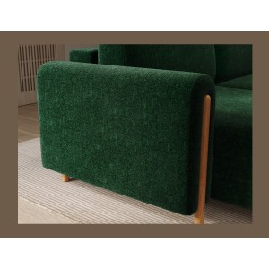 Canapé d’angle convertible ARVESSA vert émeraude chenille – Angle gauche 