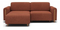 Canapé d’angle convertible ARVESSA terracotta chenille – Angle gauche 