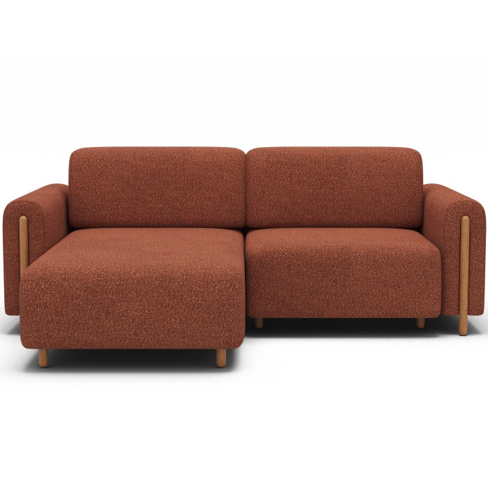 Canapé d’angle convertible ARVESSA terracotta chenille – Angle gauche 