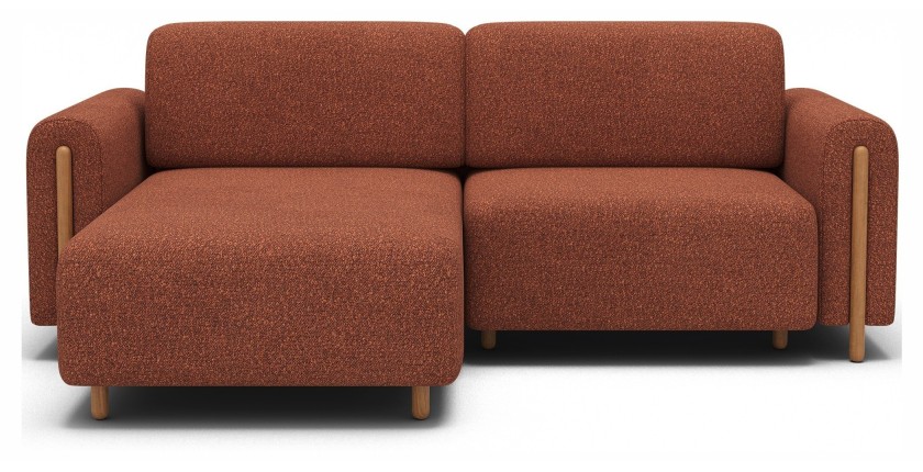 Canapé d’angle convertible ARVESSA terracotta chenille – Angle gauche 