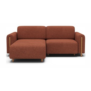 Canapé d’angle convertible ARVESSA terracotta chenille – Angle gauche 