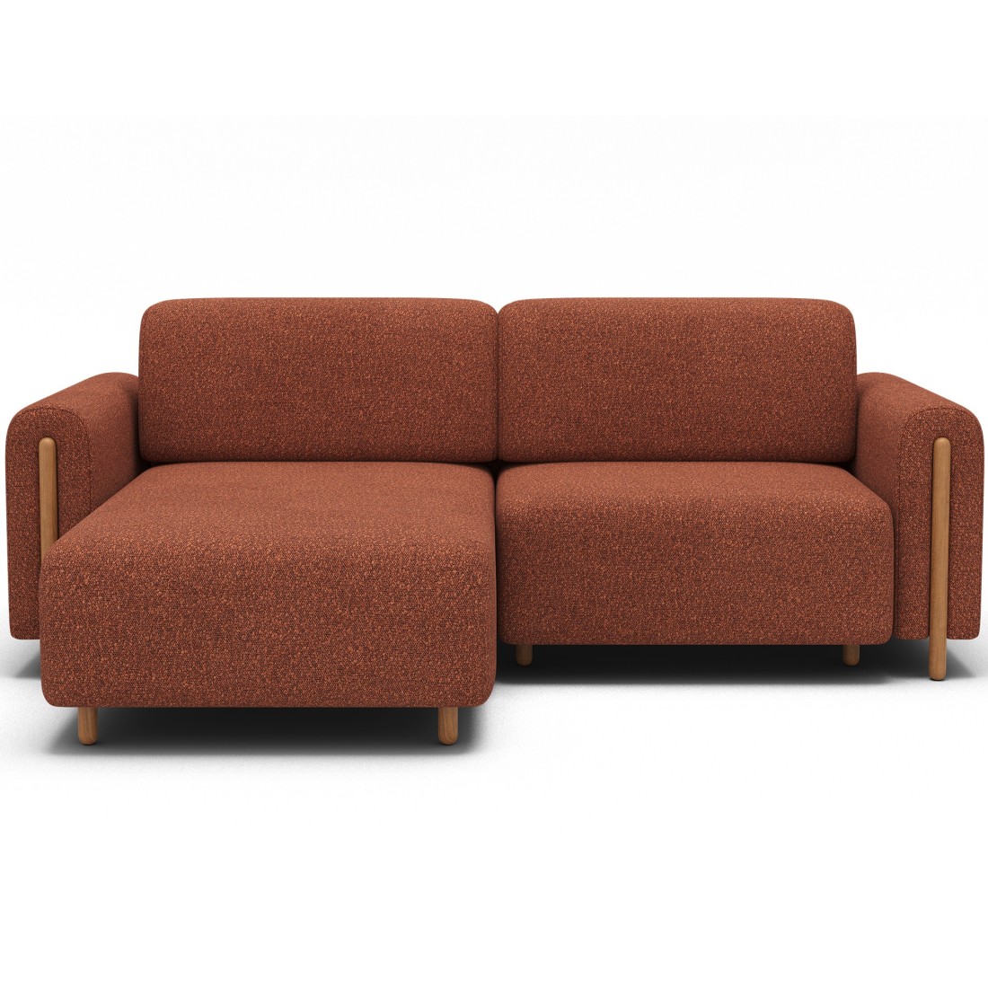 Canapé d’angle convertible ARVESSA terracotta chenille – Angle gauche 