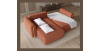Canapé d’angle convertible ARVESSA terracotta chenille – Angle gauche 