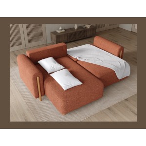 Canapé d’angle convertible ARVESSA terracotta chenille – Angle gauche 