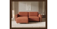 Canapé d’angle convertible ARVESSA terracotta chenille – Angle gauche 