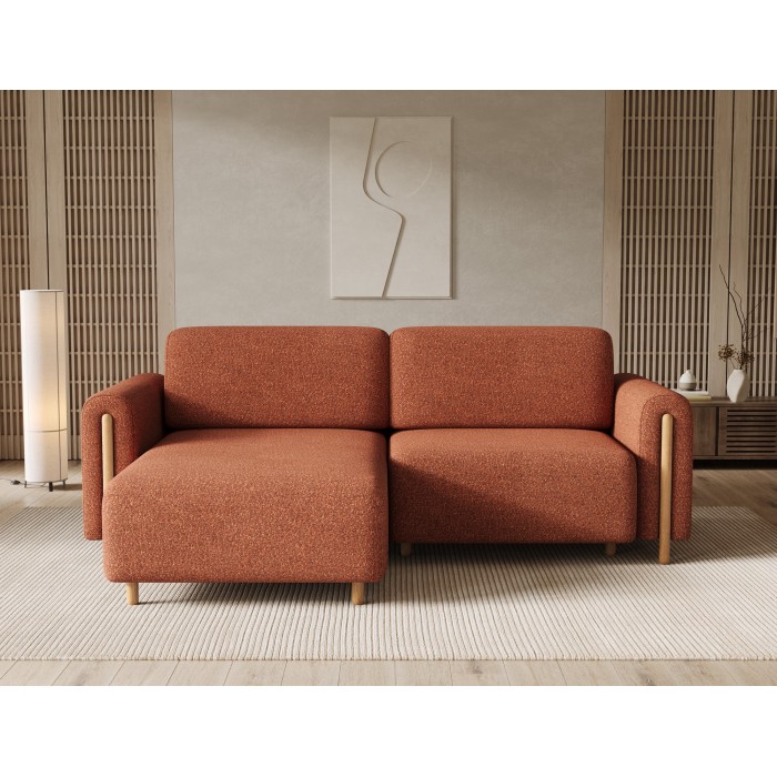 Canapé d’angle convertible ARVESSA terracotta chenille – Angle gauche 
