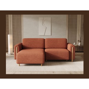 Canapé d’angle convertible ARVESSA terracotta chenille – Angle gauche 