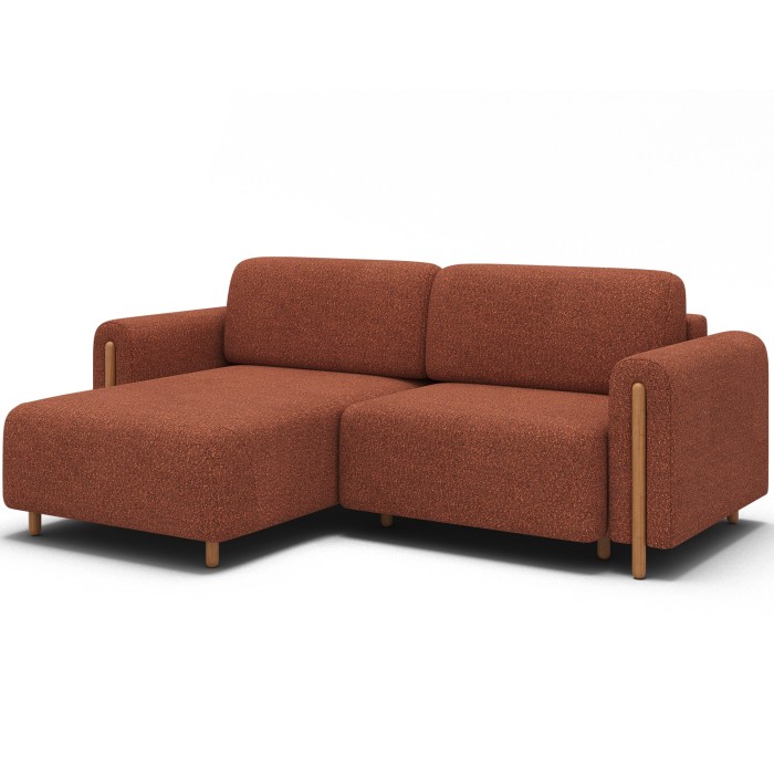 Canapé d’angle convertible ARVESSA terracotta chenille – Angle gauche 