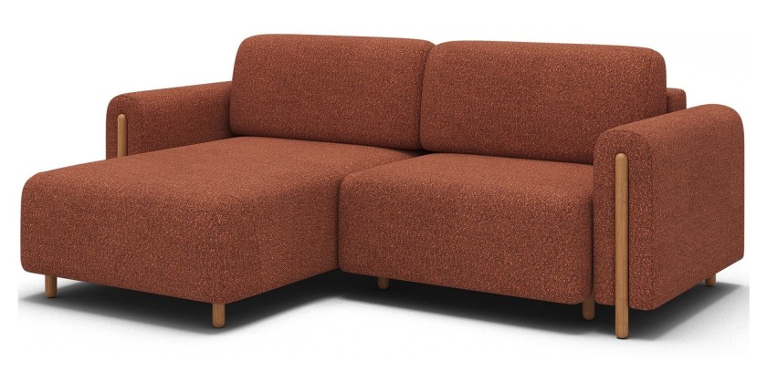 Canapé d’angle convertible ARVESSA terracotta chenille – Angle gauche 