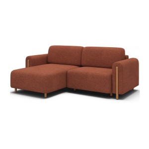 Canapé d’angle convertible ARVESSA terracotta chenille – Angle gauche 