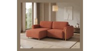 Canapé d’angle convertible ARVESSA terracotta chenille – Angle gauche 