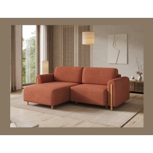 Canapé d’angle convertible ARVESSA terracotta chenille – Angle gauche 