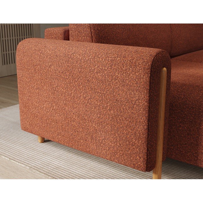 Canapé d’angle convertible ARVESSA terracotta chenille – Angle gauche 