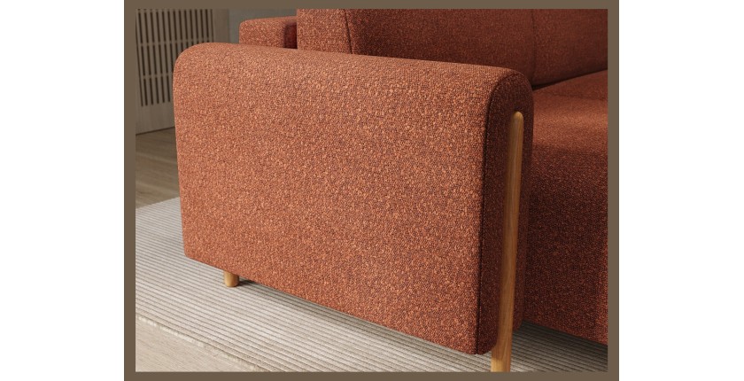 Canapé d’angle convertible ARVESSA terracotta chenille – Angle gauche 
