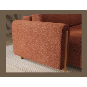 Canapé d’angle convertible ARVESSA terracotta chenille – Angle gauche 
