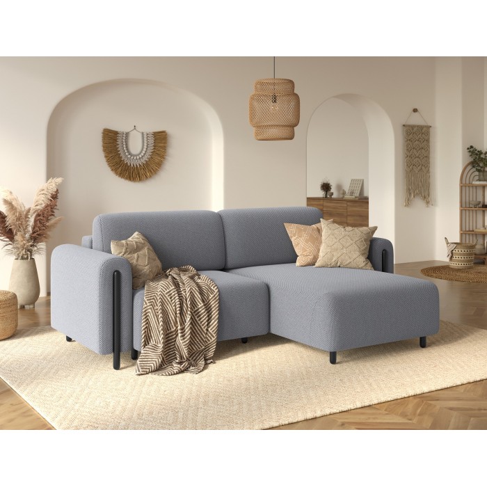 Canapé d’angle convertible ARVESSA gris clair nid d’abeille – Angle droit 