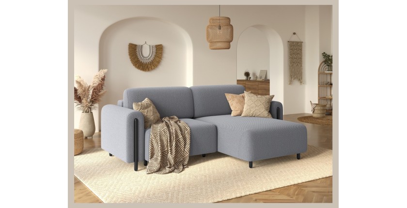 Canapé d’angle convertible ARVESSA gris clair nid d’abeille – Angle droit 