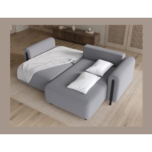 Canapé d’angle convertible ARVESSA gris clair nid d’abeille – Angle droit 