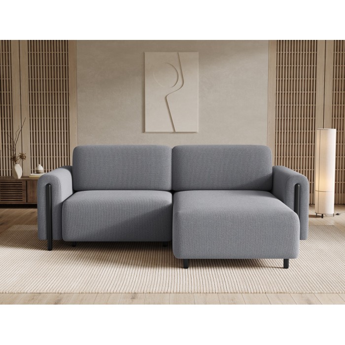 Canapé d’angle convertible ARVESSA gris clair nid d’abeille – Angle droit 