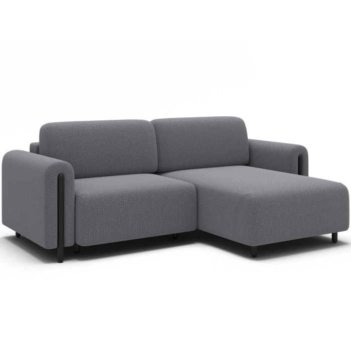 Canapé d’angle convertible ARVESSA gris clair nid d’abeille – Angle droit 