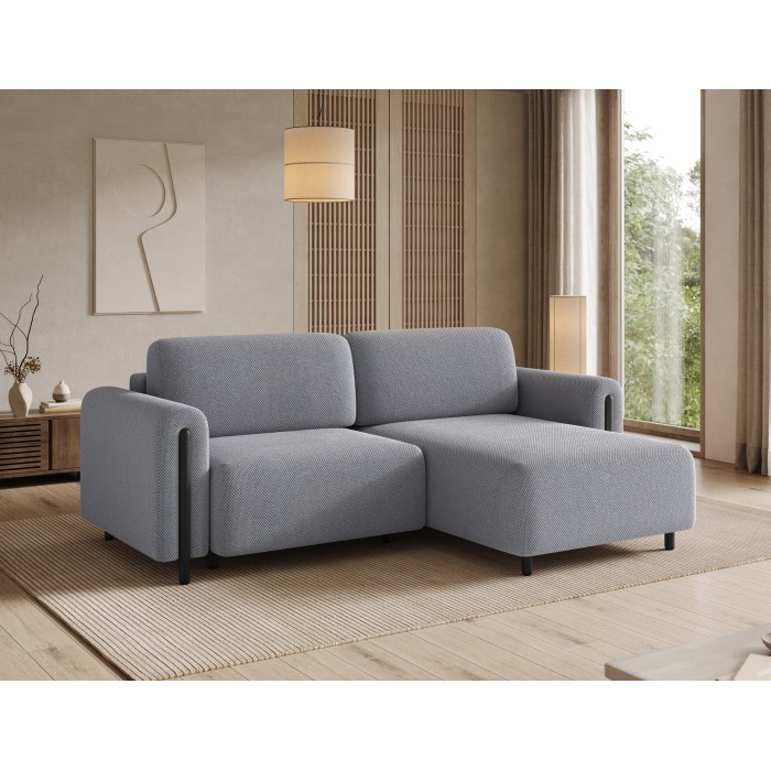 Canapé d’angle convertible ARVESSA gris clair nid d’abeille – Angle droit 