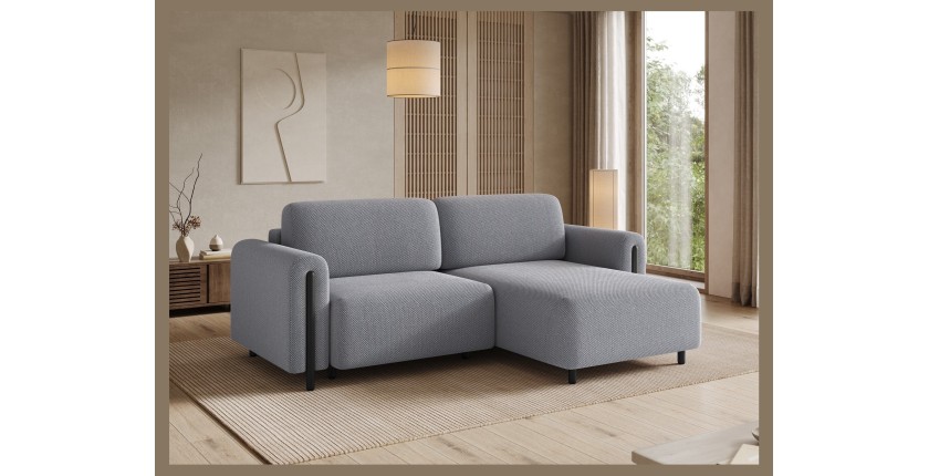 Canapé d’angle convertible ARVESSA gris clair nid d’abeille – Angle droit 