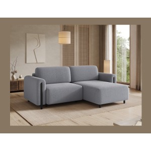 Canapé d’angle convertible ARVESSA gris clair nid d’abeille – Angle droit 