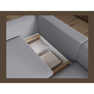 Canapé d’angle convertible ARVESSA gris clair nid d’abeille – Angle droit 