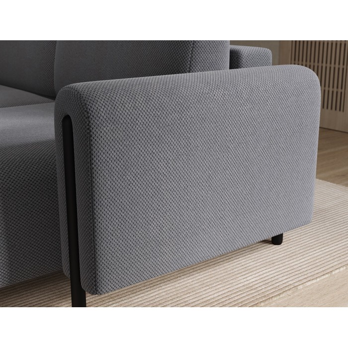 Canapé d’angle convertible ARVESSA gris clair nid d’abeille – Angle droit 