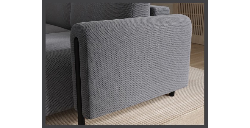Canapé d’angle convertible ARVESSA gris clair nid d’abeille – Angle droit 