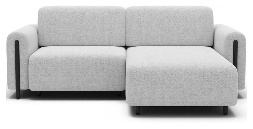Canapé d’angle convertible ARVESSA blanc alpin chenille – Angle droit 