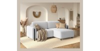 Canapé d’angle convertible ARVESSA blanc alpin chenille – Angle droit 