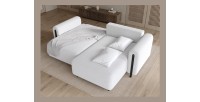 Canapé d’angle convertible ARVESSA blanc alpin chenille – Angle droit 