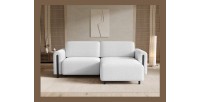 Canapé d’angle convertible ARVESSA blanc alpin chenille – Angle droit 