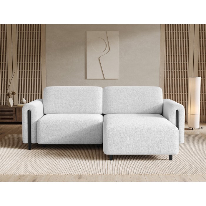 Canapé d’angle convertible ARVESSA blanc alpin chenille – Angle droit 