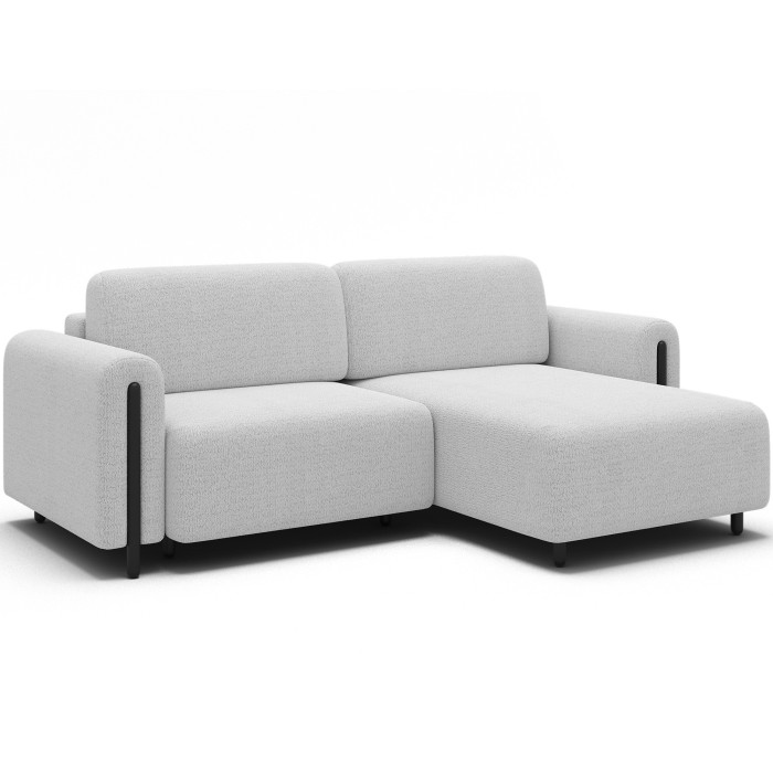 Canapé d’angle convertible ARVESSA blanc alpin chenille – Angle droit 