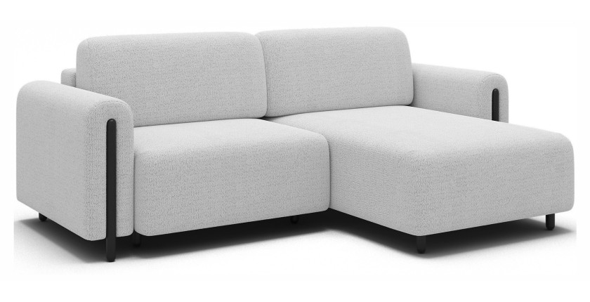 Canapé d’angle convertible ARVESSA blanc alpin chenille – Angle droit 