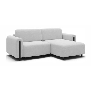 Canapé d’angle convertible ARVESSA blanc alpin chenille – Angle droit 