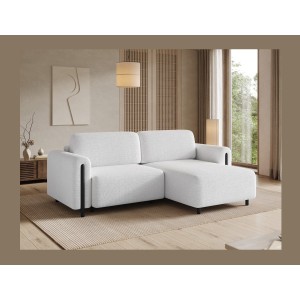 Canapé d’angle convertible ARVESSA blanc alpin chenille – Angle droit 