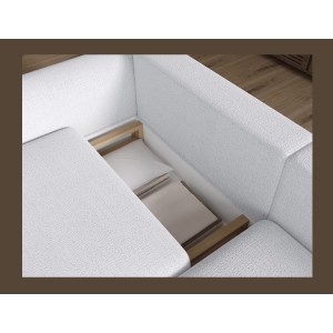 Canapé d’angle convertible ARVESSA blanc alpin chenille – Angle droit 