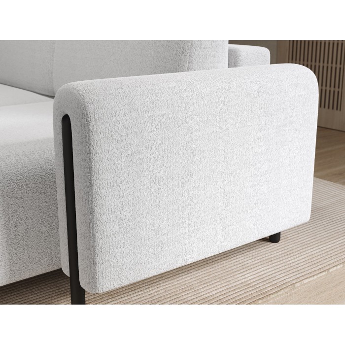 Canapé d’angle convertible ARVESSA blanc alpin chenille – Angle droit 