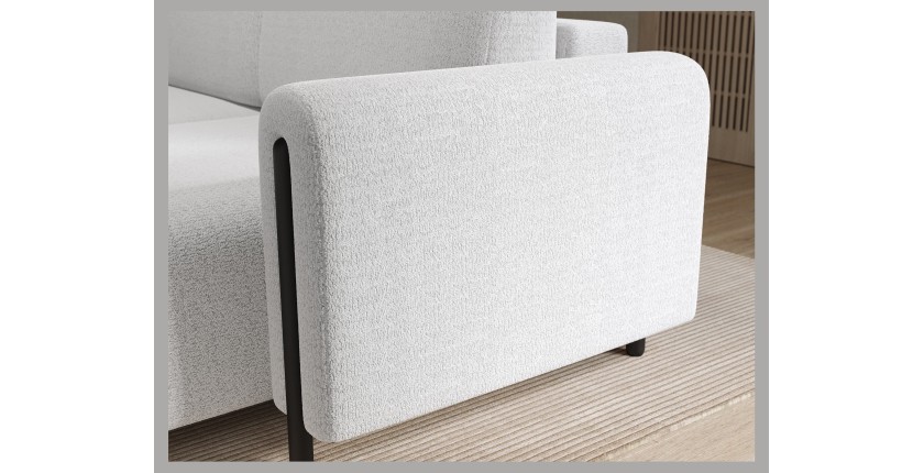 Canapé d’angle convertible ARVESSA blanc alpin chenille – Angle droit 