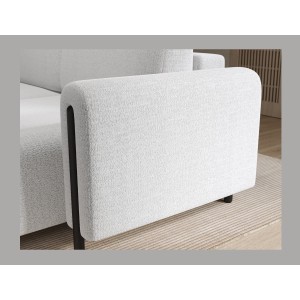Canapé d’angle convertible ARVESSA blanc alpin chenille – Angle droit 