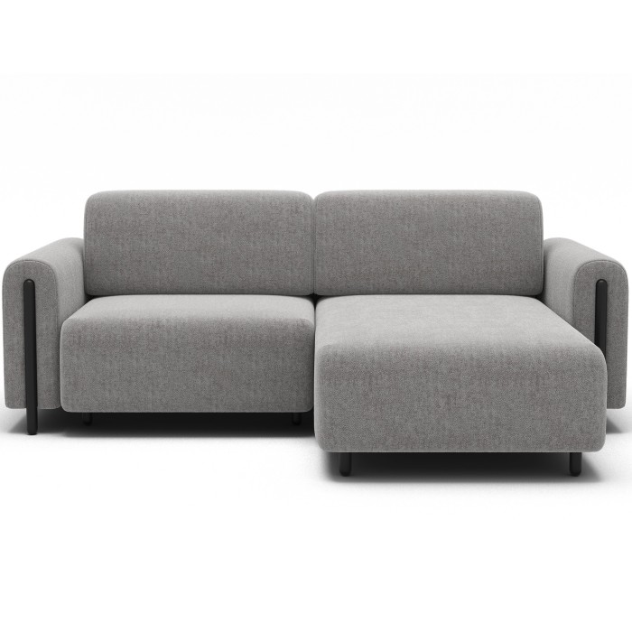 Canapé d’angle convertible ARVESSA gris clair bouclette – Angle droit 