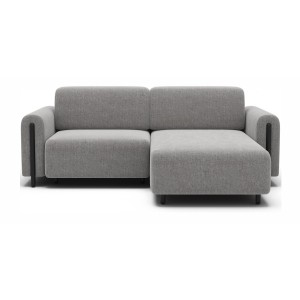 Canapé d’angle convertible ARVESSA gris clair bouclette – Angle droit 